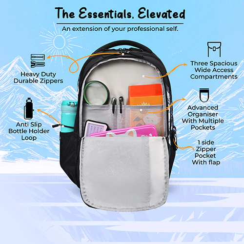 Gear New Alpine 19"/36L Large Water Resistant School Bag | Casual Backpack | Daypack | Travel Backpack | Kids Bag for Boys/Girls (Black - Black) - Image 7