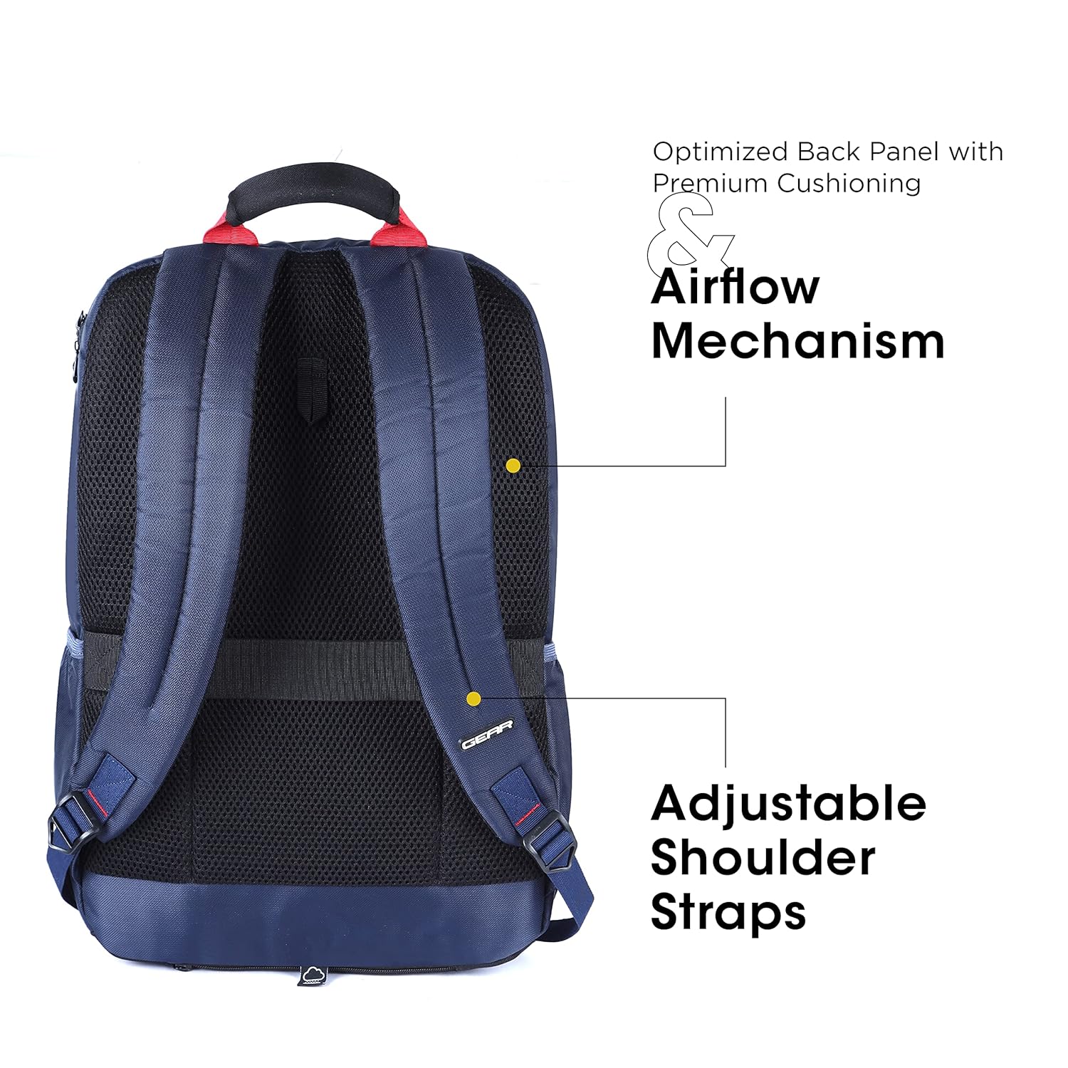 Gear LOGI-Q 27L Backpack with Trolley Sleeve for Men/Women (Navy-Red) - Image 5