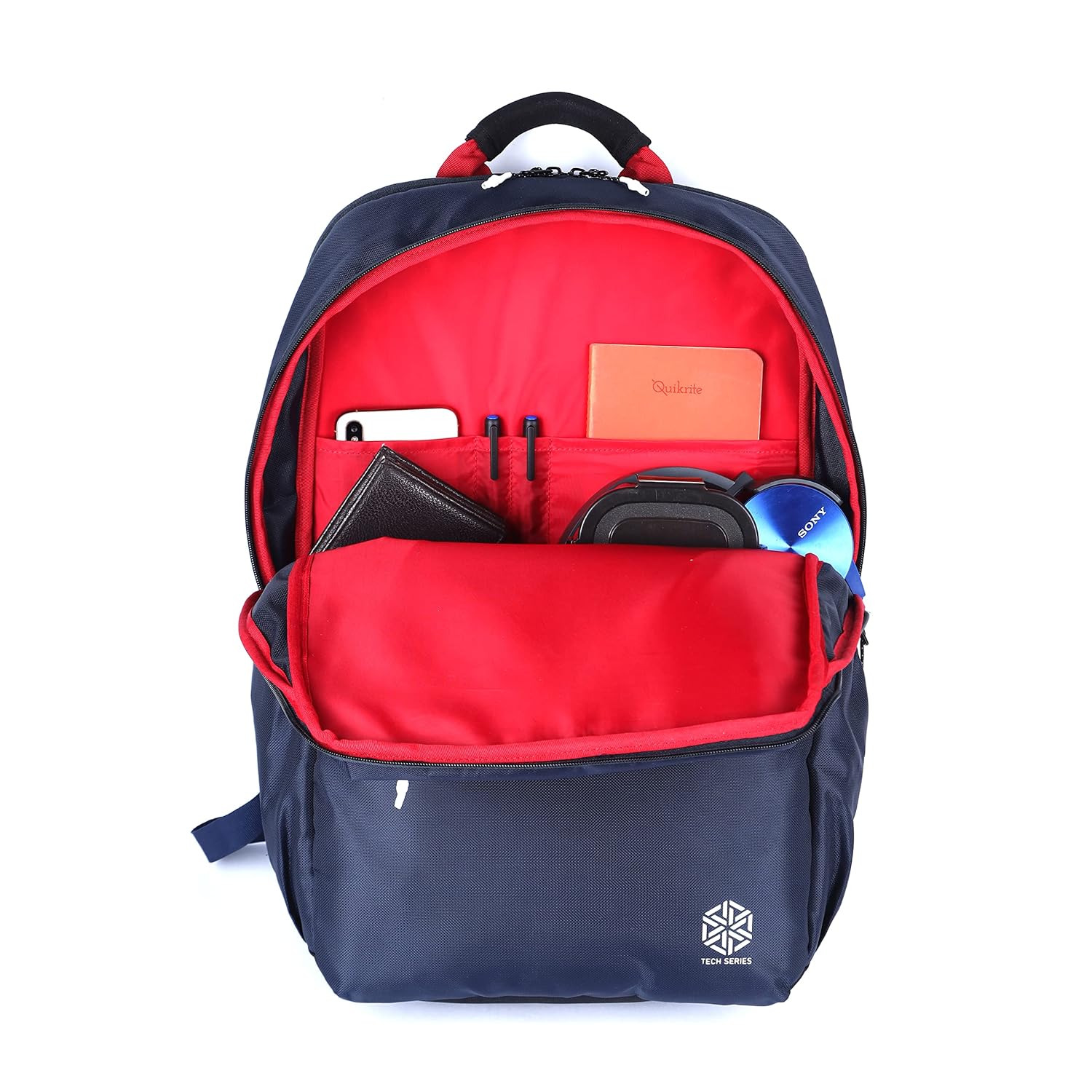 Gear LOGI-Q 27L Backpack with Trolley Sleeve for Men/Women (Navy-Red) - Image 6