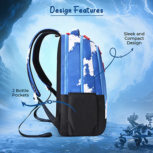 Gear Lost In Space 19"/37L Large Water Resistant School Bag | Casual Backpack | Daypack | Travel Backpack | Kids Bag for Boys/Girls (Blue - Red) - Image 9