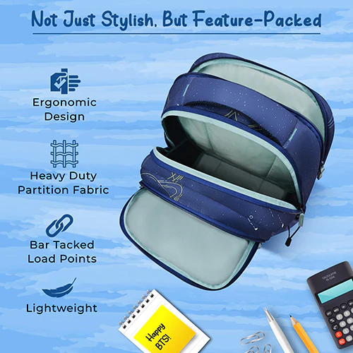 Gear Lost In Space 17"/30L Large Water Resistant School Bag | Casual Backpack | Daypack | Travel Backpack | Kids Bag for Boys/Girls (Navy - Mint) - Image 8