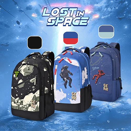 Gear Lost In Space 17"/30L Large Water Resistant School Bag | Casual Backpack | Daypack | Travel Backpack | Kids Bag for Boys/Girls (Black - Black) - Image 4