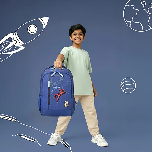 Gear Lost In Space 19"/37L Large Water Resistant School Bag | Casual Backpack | Daypack | Travel Backpack | Kids Bag for Boys/Girls (Navy - Mint) - Image 2