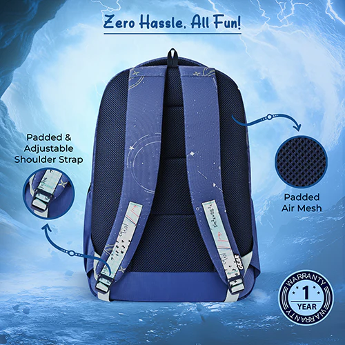 Gear Lost In Space 19"/37L Large Water Resistant School Bag | Casual Backpack | Daypack | Travel Backpack | Kids Bag for Boys/Girls (Navy - Mint) - Image 5