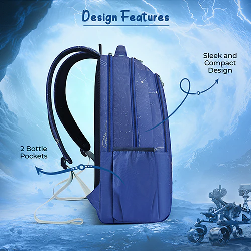 Gear Lost In Space 19"/37L Large Water Resistant School Bag | Casual Backpack | Daypack | Travel Backpack | Kids Bag for Boys/Girls (Navy - Mint) - Image 9