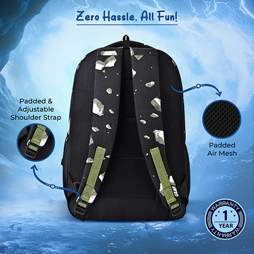 Gear Lost In Space 19"/37L Large Water Resistant School Bag | Casual Backpack | Daypack | Travel Backpack | Kids Bag for Boys/Girls (Black - Black) - Image 5