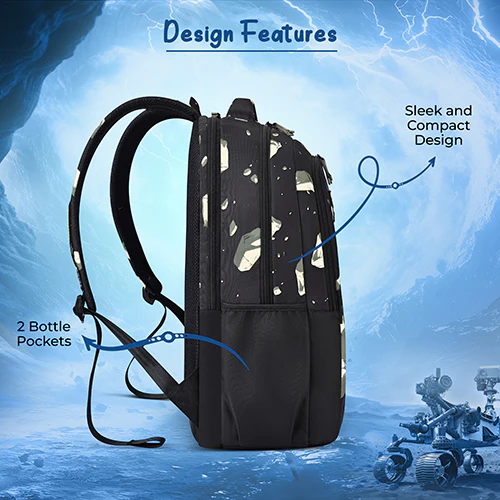 Gear Lost In Space 19"/37L Large Water Resistant School Bag | Casual Backpack | Daypack | Travel Backpack | Kids Bag for Boys/Girls (Black - Black) - Image 9