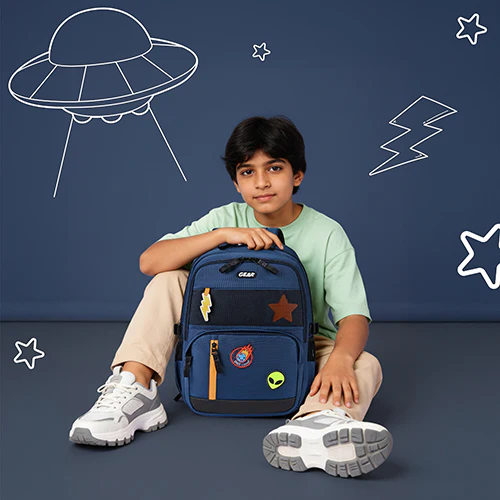 Gear Pop Star 18.5"/35L Large Water Resistant School Bag | Casual Backpack | Daypack | Travel Backpack | Kids Bag for Boys/Girls (Blue - Yellow) - Image 2