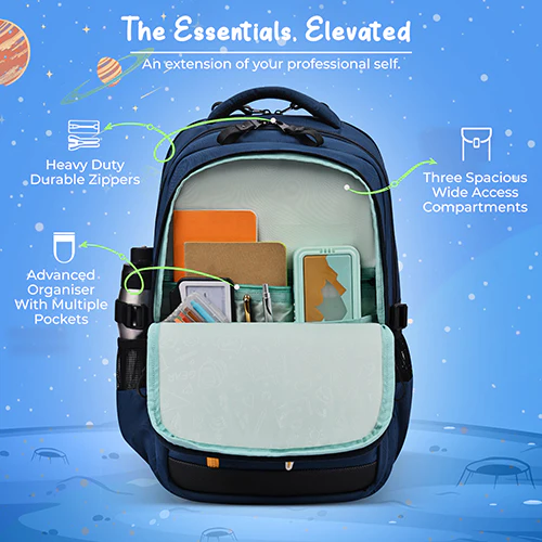 Gear Pop Star 18.5"/35L Large Water Resistant School Bag | Casual Backpack | Daypack | Travel Backpack | Kids Bag for Boys/Girls (Blue - Yellow) - Image 3