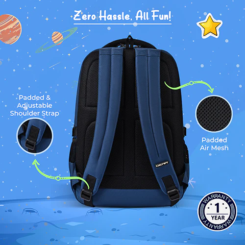 Gear Pop Star 18.5"/35L Large Water Resistant School Bag | Casual Backpack | Daypack | Travel Backpack | Kids Bag for Boys/Girls (Blue - Yellow) - Image 9