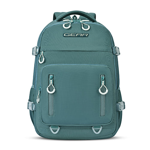 Gear Street Style 19"/38L Large Water Resistant School Bag | Casual Backpack | Daypack | Travel Backpack | Kids Bag for Boys/Girls (Green - Grey)