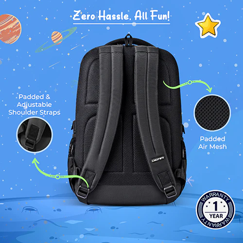 Gear Pop Star 18.5"/35L Large Water Resistant School Bag | Casual Backpack | Daypack | Travel Backpack | Kids Bag for Boys/Girls (Black - Blue) - Image 9