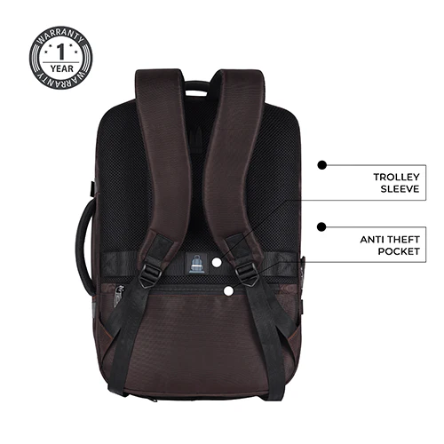 Gear Turbo 4 19"/40L Anti Theft Large Water Resistant Laptop Backpack with Raincover/Casual Backpack/Daypack/Travel Backpack/College Bag For Men/Women(Brown-Black) - Image 11