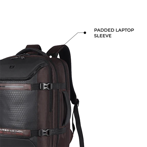 Gear Turbo 4 19"/40L Anti Theft Large Water Resistant Laptop Backpack with Raincover/Casual Backpack/Daypack/Travel Backpack/College Bag For Men/Women(Brown-Black) - Image 8