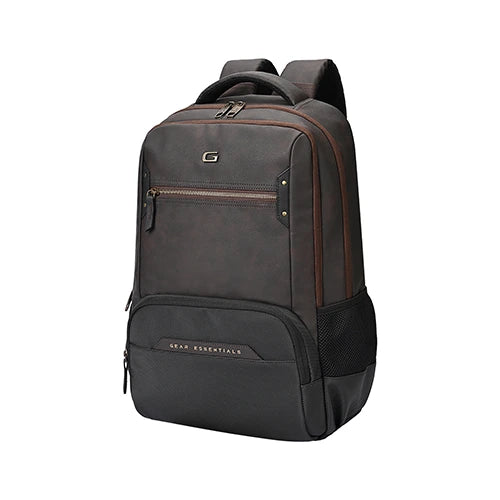 Gear Quantum 3 18"/29L Antitheft Large Faux Leather Water Resistant Laptop backpack with Raincover/Laptop backpack/Casual Backpack/Daypack/Travel Backpack/College Bag For Men/Women(Brown-Black) - Image 3
