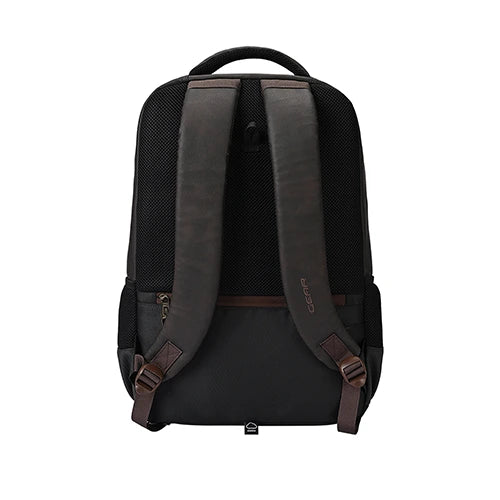 Gear Quantum 3 18"/29L Antitheft Large Faux Leather Water Resistant Laptop backpack with Raincover/Laptop backpack/Casual Backpack/Daypack/Travel Backpack/College Bag For Men/Women(Brown-Black) - Image 4