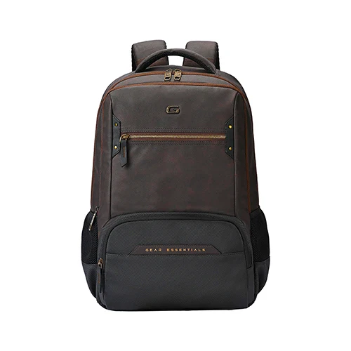 Gear Quantum 3 18"/29L Antitheft Large Faux Leather Water Resistant Laptop backpack with Raincover/Laptop backpack/Casual Backpack/Daypack/Travel Backpack/College Bag For Men/Women(Brown-Black) - Image 6