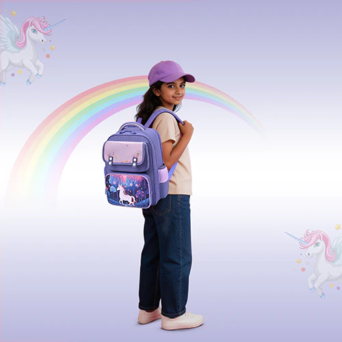 Gear Starry Unicorn 16"/25L Medium Water Resistant School Bag | Casual Backpack | Daypack | Travel Backpack | Kids Bag for Boys/Girls (Purple - Purple) - Image 2