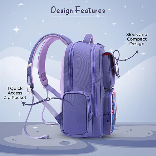 Gear Starry Unicorn 16"/25L Medium Water Resistant School Bag | Casual Backpack | Daypack | Travel Backpack | Kids Bag for Boys/Girls (Purple - Purple) - Image 3