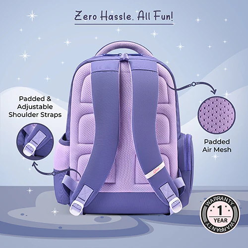 Gear Starry Unicorn 16"/25L Medium Water Resistant School Bag | Casual Backpack | Daypack | Travel Backpack | Kids Bag for Boys/Girls (Purple - Purple) - Image 4