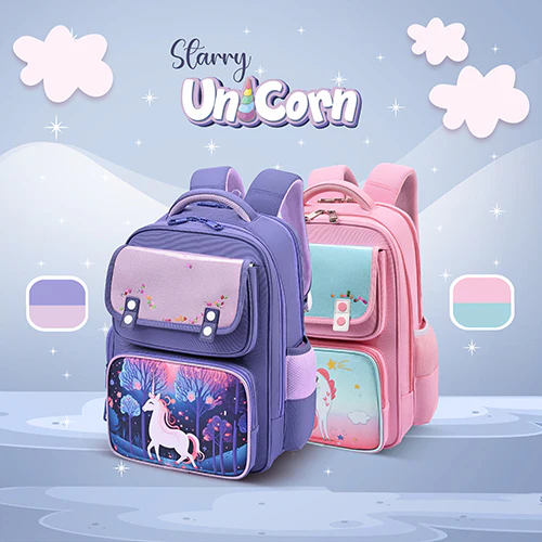 Gear Starry Unicorn 16"/25L Medium Water Resistant School Bag | Casual Backpack | Daypack | Travel Backpack | Kids Bag for Boys/Girls (Purple - Purple) - Image 9