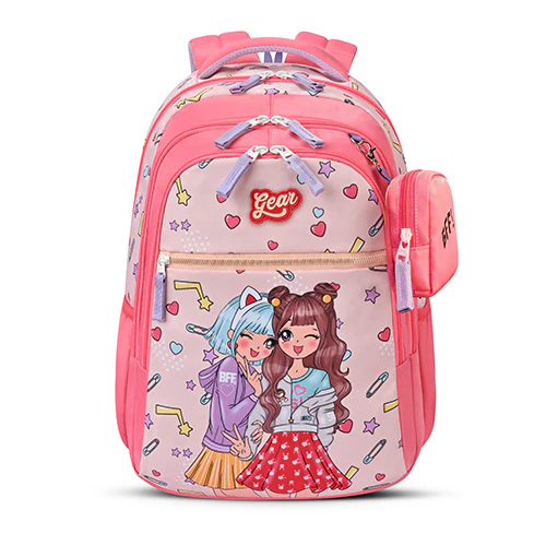 Gear BFF 17"/27L Large Water Resistant School Bag | Casual Backpack | Daypack | Travel Backpack | Kids Bag for Boys/Girls (Pink - Lavender)