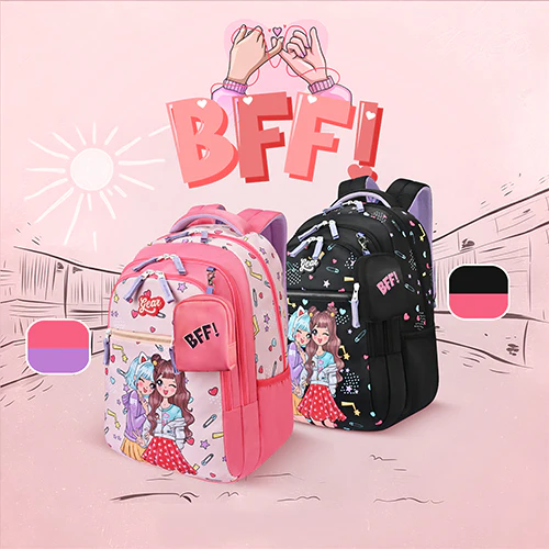 Gear BFF 17"/27L Large Water Resistant School Bag | Casual Backpack | Daypack | Travel Backpack | Kids Bag for Boys/Girls (Pink - Lavender) - Image 3