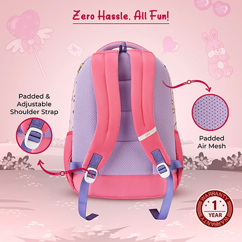 Gear BFF 17"/27L Large Water Resistant School Bag | Casual Backpack | Daypack | Travel Backpack | Kids Bag for Boys/Girls (Pink - Lavender) - Image 4