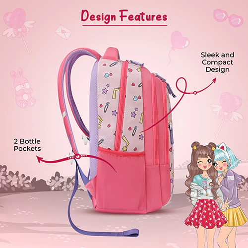 Gear BFF 17"/27L Large Water Resistant School Bag | Casual Backpack | Daypack | Travel Backpack | Kids Bag for Boys/Girls (Pink - Lavender) - Image 8