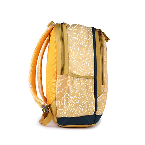 Gear Triumph Floral Print 32L School/College Backpack With Raincover (Yeallow-Teal) - Image 3