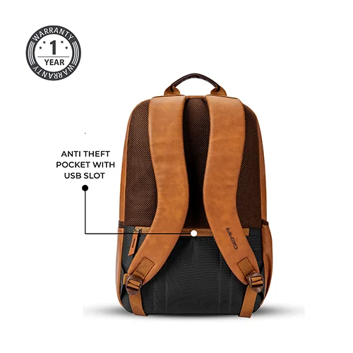 Gear Classic 6 18"/31L Antitheft Large Faux Leather Water Resistant Laptop backpack/Laptop backpack/Casual Backpack/Daypack/Travel Backpack/College Bag For Men/Women(Tan-Brown) - Image 8