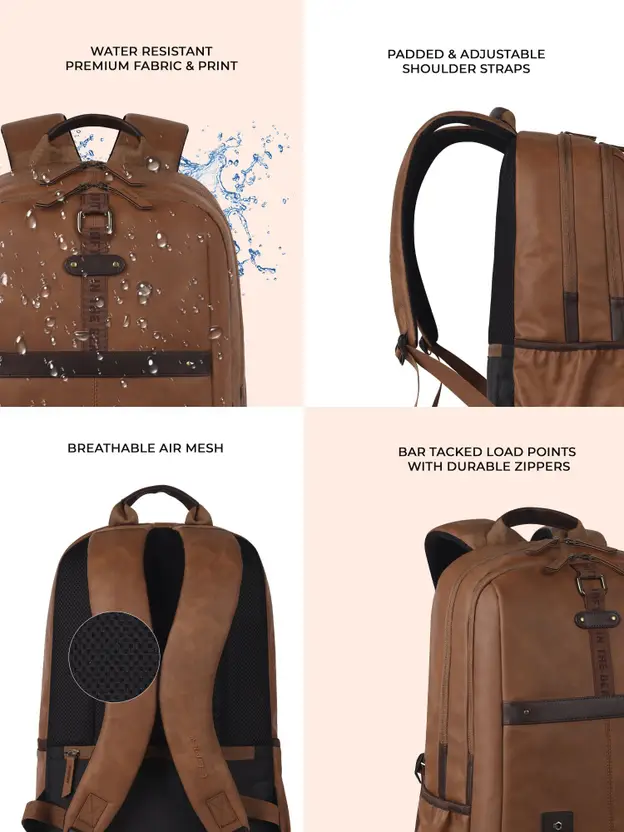 Gear Classic Anti Theft Faux Leather 31L (Tan-Brown) - Image 3