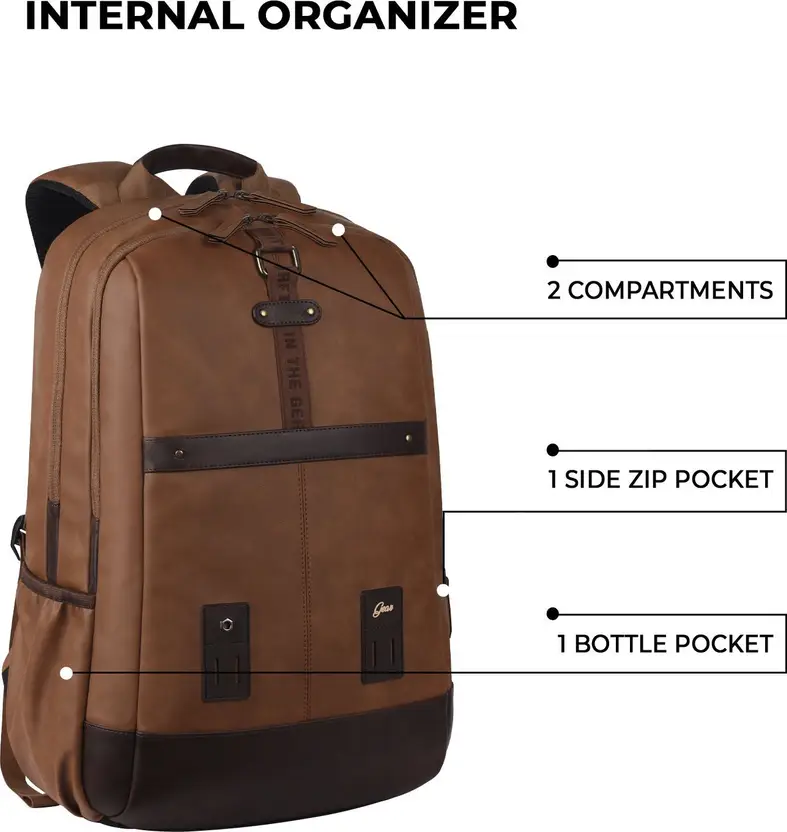 Gear Classic Anti Theft Faux Leather 31L (Tan-Brown) - Image 4