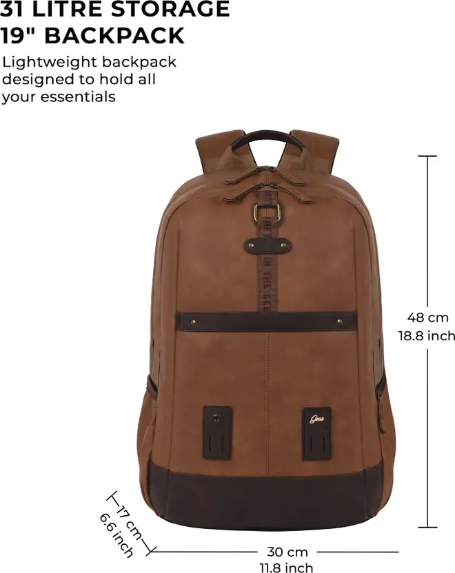 Gear Classic Anti Theft Faux Leather 31L (Tan-Brown) - Image 5