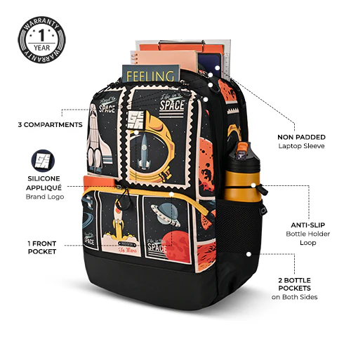 Astronomical Stamp Backpack 19 Inch (Black-Yellow) - Image 2