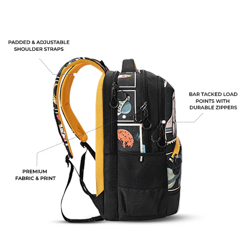 Astronomical Stamp Backpack 19 Inch (Black-Yellow) - Image 7