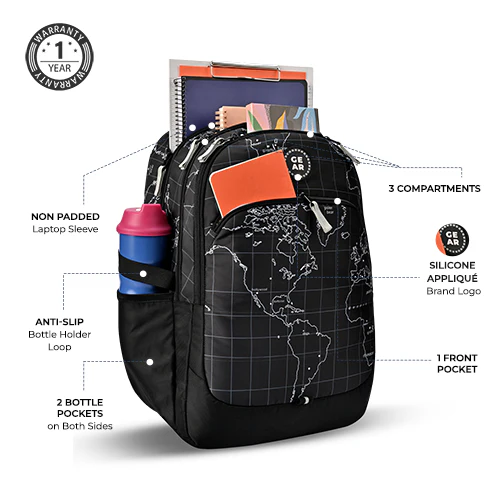 Globe Trotter Backpack 19 Inch (Black-Grey) - Image 3
