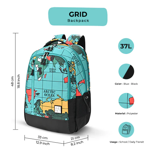 Grid Backpack 19 Inch (Blue-Black) - Image 3