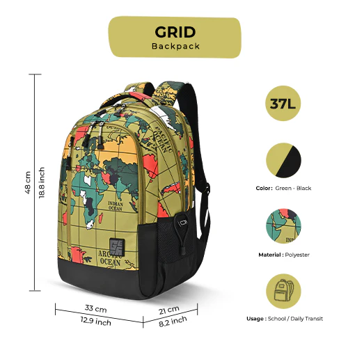 Grid Backpack 19 Inch (Green-Black) - Image 4