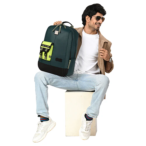 Hipster 31L anti theft water resistant backpack (Teal-Fl. Green) - Image 12