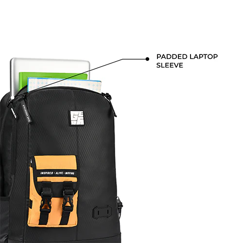 Hipster 31L anti theft water resistant backpack (Black-Yellow) - Image 10