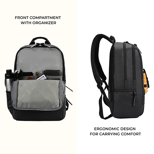 Hipster 31L anti theft water resistant backpack (Black-Yellow) - Image 9
