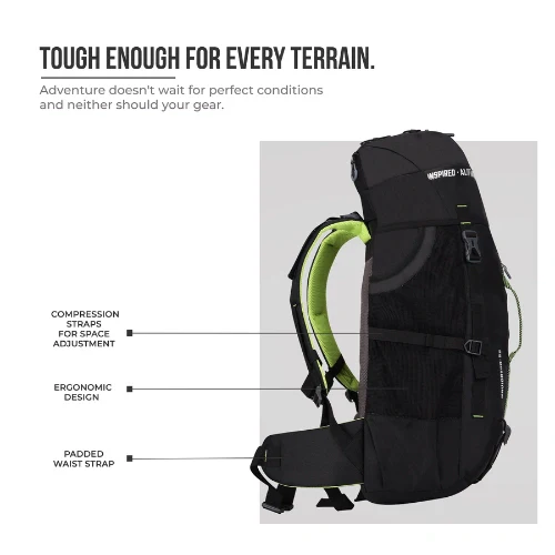 NAVIGATOR RUCKSACK 55L (BLACK - GREEN) - Image 5