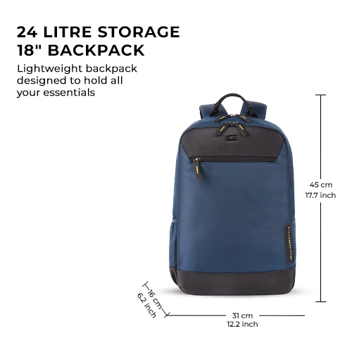 Gear Laconic 18"/24L Medium Water Resitant Laptop Backpack | Casual Backpack | Daypack | Travel Backpack | College Bag For Men/Women (Blue) - Image 3