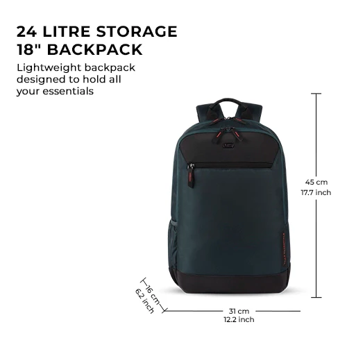 Gear Laconic 18"/24L Medium Water Resitant Laptop Backpack | Casual Backpack | Daypack | Travel Backpack | College Bag For Men/Women (Green) - Image 3