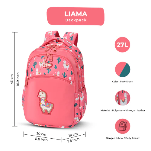 Llama Backpack 17 Inch (Pink-Green) - Image 2