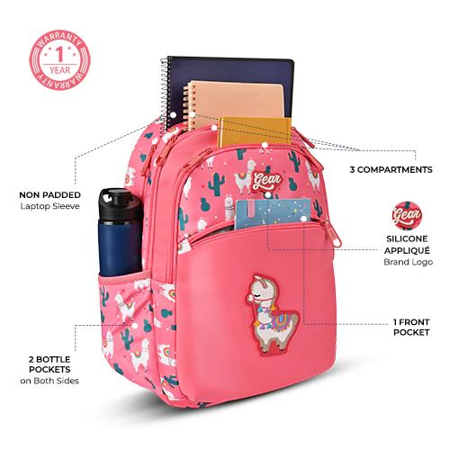Llama Backpack 17 Inch (Pink-Green) - Image 4