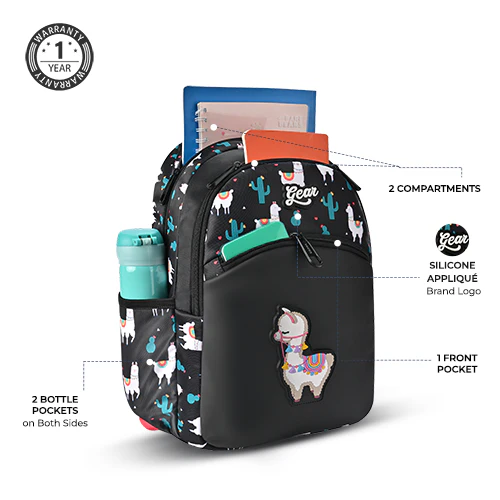 Llama Backpack 15 Inch (Black-Pink) - Image 2