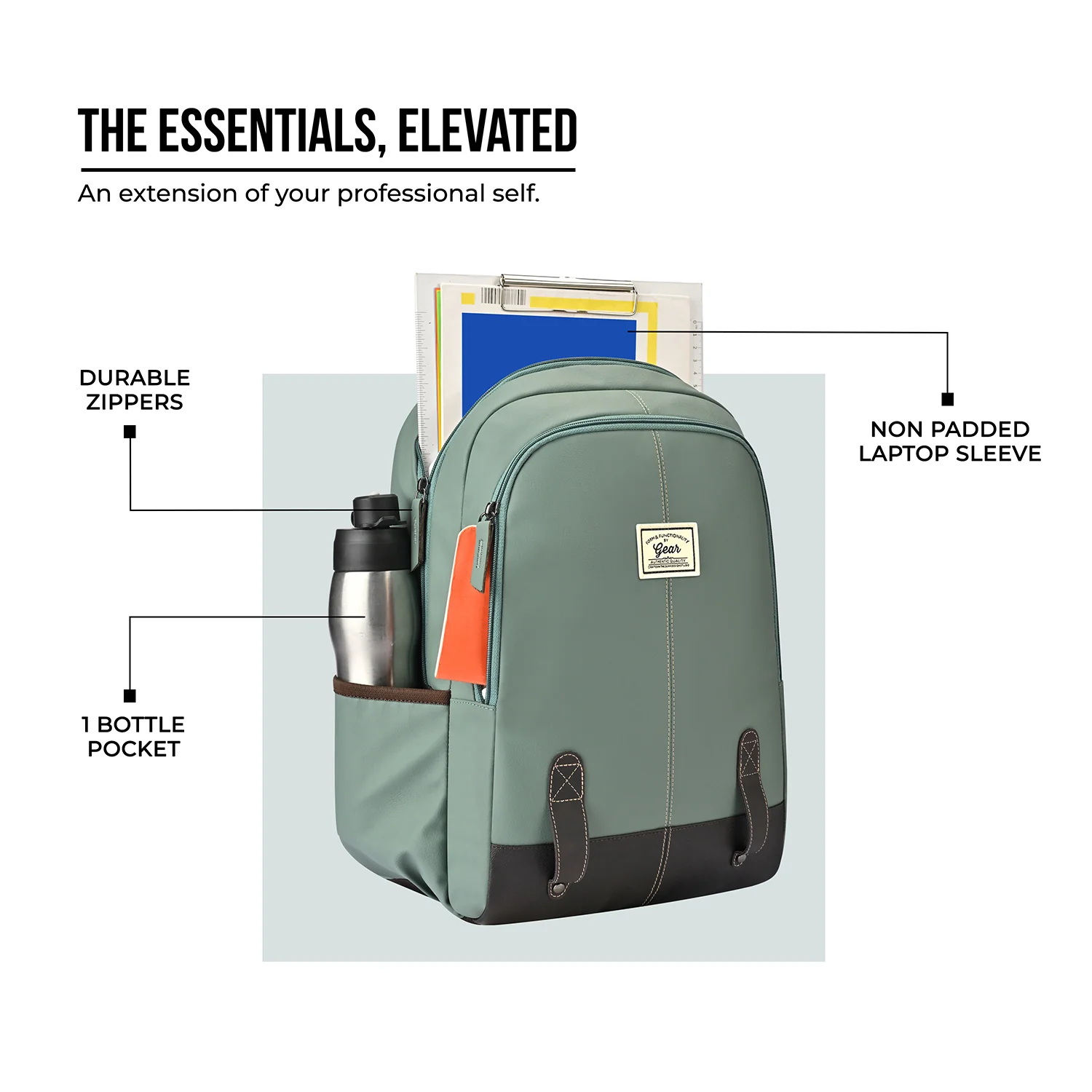 Gear Eco Classic 16” Daypack | Casual Backpack | Travel backpack for Men/Women (PISTA - BROWN) - Image 5