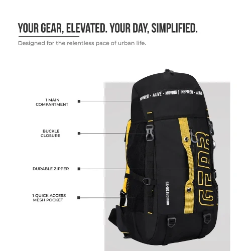 NAVIGATOR RUCKSACK 55L (BLACK- YELLOW) - Image 4